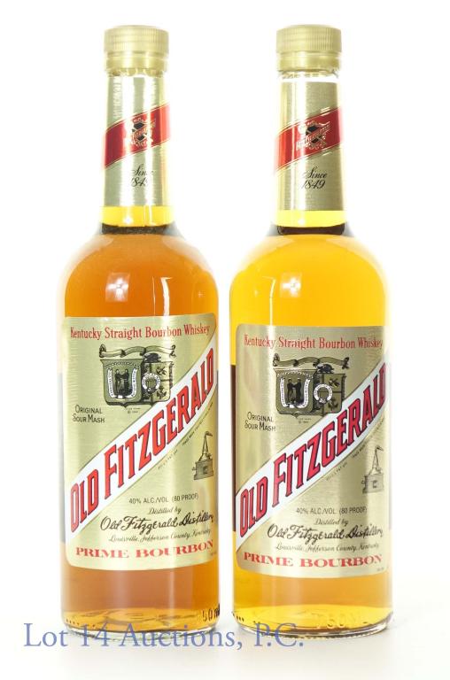Old Fitzgerald Prime Bourbon Whiskey (2): *** IF YOU MAY NEED SHIPPING, PLEASE CALL US BEFORE BIDDING ON BOTTLES! 847-625-0555. *** Lot of 2 Old Fitzgerald prime Kentucky straight bourbon whiskey. 80 proof, 750 ml.