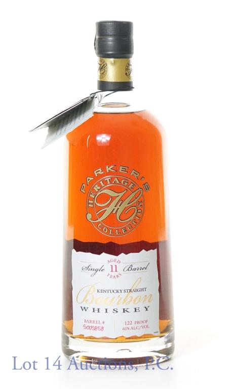 2017 Parker's Heritage Sgl Barrel 11 Yr. Bourbon: 122 proof, 750ml. 2017 Parker's Heritage Collection 11 year old Single Barrel Kentucky Straight Bourbon Whiskey. Barrel #5005858. With neck tag. This Parker's Heritage edition was crafted to honor Par