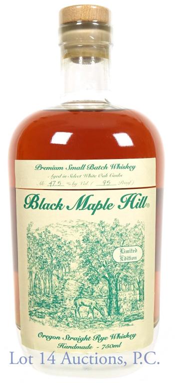 Black Maple Hill Oregon Straight Rye Whiskey: Limited Edition Handmade Small Batch Whiskey. 95 proof. 47.5% abv. Aged in Select White Oak Casks. Distilled by Stein Distillery.