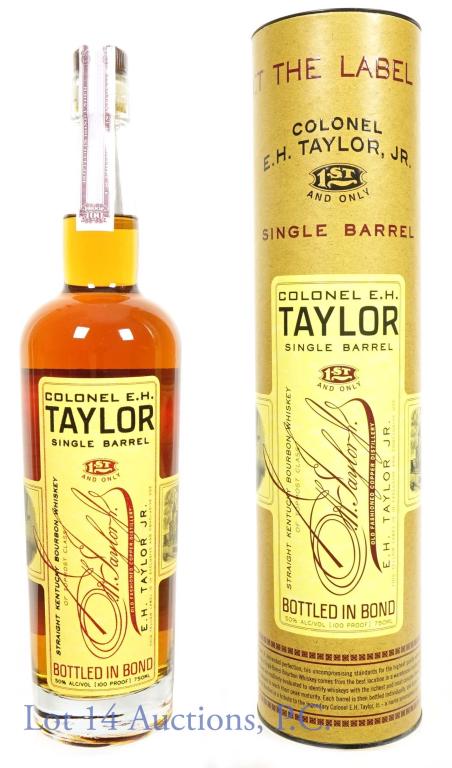 Col. E. H. Taylor Single Barrel Bonded Ky. Bourbon: *** IF YOU MAY NEED SHIPPING, PLEASE CALL US BEFORE BIDDING ON BOTTLES! 847-625-0555. *** 100 proof. 50% abv. 750 ml. Colonel E.H. Taylor Single Barrel Bottled in Bond Kentucky Bourbon Whiskey. In cyl