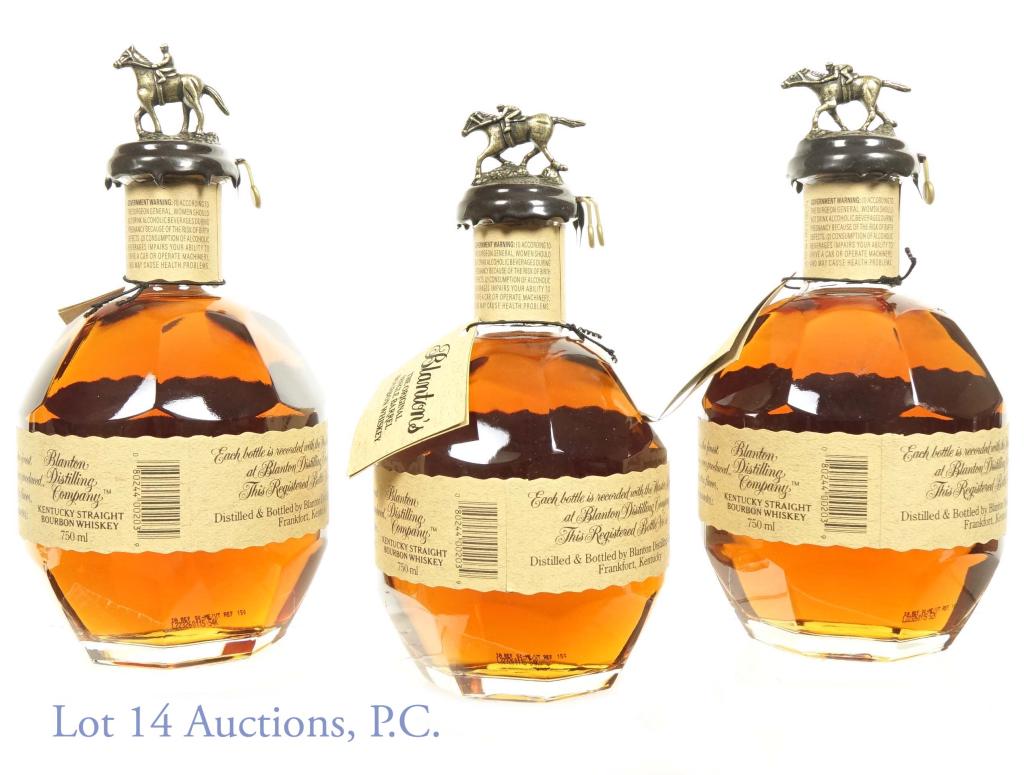 2022 Blanton's Trio Single Barrel Bourbon (3): Three matched Blanton's Bourbons, all dumped on 11-18-22, Warehouse H, Barrel 3854, Rick No. 26. 93 proof, 750ml. "B", "N"(1st) and "N" (2nd) You'll have to find your own L, A, T, and O. . All with ne