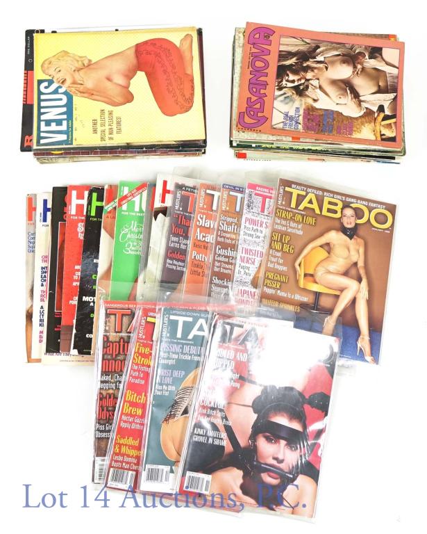 Adult Magazines - Hustler, Oui, More (49): (49) Adult magazines - mostly 1960s and 1970s. titles include Hustler, Hustler Taboo, Oui, Gallery, Adam, Ace, Jem, Venus, Players, Casanova, Revels, Art & Camera. Cheri, Knave, Pix, Club Internationa