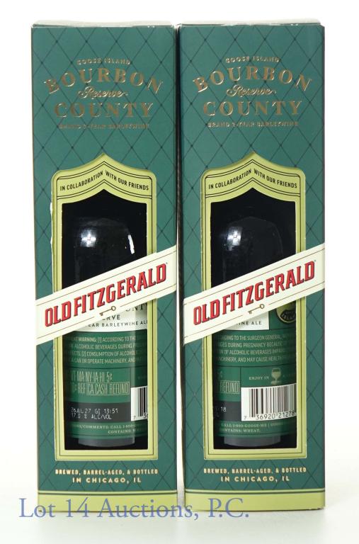 2022 Goose Island Old Fitz Aged Barleywine Ale (2): (2) bottles of 2022 Goose Island Bourbon County Reserve barleywine ale. Aged 2 years in barrels from varying releases of the bottled-in-bond Old Fitzgerald 14, 16, and 17-year decanter series. Will ag