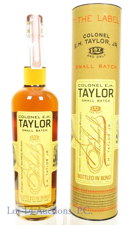 Col. E. H. Taylor Small Batch Bonded Ky. Bourbon: *** IF YOU MAY NEED SHIPPING, PLEASE CALL US BEFORE BIDDING ON BOTTLES! 847-625-0555. *** 100 proof. 50% abv. 750 ml. Colonel E.H. Taylor Small Batch Bottled in Bond Kentucky bourbon whiskey. In cylin