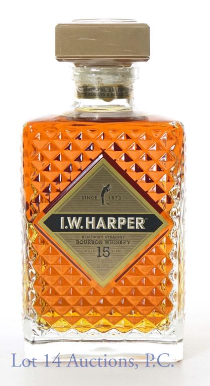 2023 I.W. Harper Bourbon Whiskey - 15 Years: 2023 I.W. Harper Kentucky straight bourbon whiskey. 15 years. 86 proof. 750 ml. Etch: L2348K1001.