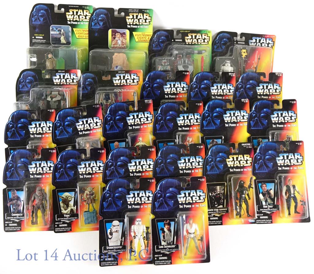 Kenner Star Wars Power Of The Force Figures (23): 1995-1996 Tonka Kenner Hasbro Star Wars The Power Of The Force Action Figure Toys (23 Action Figures Total) (All Factory Sealed). Includes Ben (Obi-Wan) Kenobi (No. 69643), Boba Fett (No. 69638), Han 