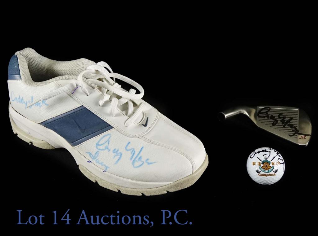 Cindy Morgan Signed Caddyshack Memorabilia (JSA): Cindy Morgan Signed Caddyshack Memorabilia (JSA COA) (3 Signed Pieces). Includes a Signed Golf Shoe, Signed 7 iron & Signed Golf Ball. JSA Certification Number: LL98255, SS07723 & KK03906
