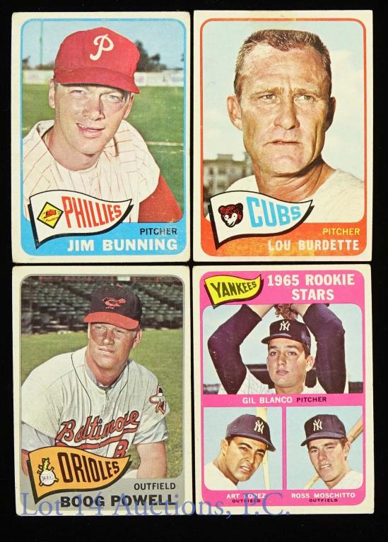 1965 Topps MLB Baseball Cards (HOF) (10): 1965 Topps MLB Baseball Cards (HOF) (10 Cards Total). Includes 1965 Topps #170 Hank Aaron, 1965 Topps #500 Ed Mathews, 1965 Topps #207 Pete Rose, 1965 Topps #55 Tony Conigliaro Rookie Card, (2) 1965 T