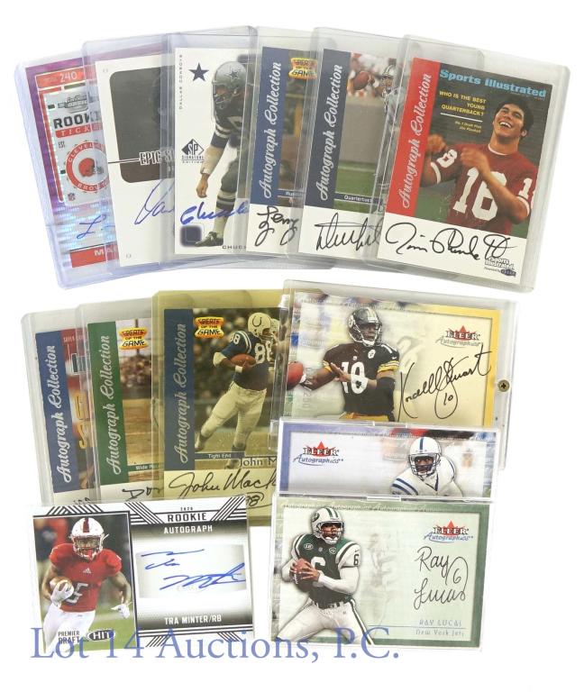Signed Panini & Fleer NFL Football Cards (13): Signed Panini & Fleer NFL Football Cards (13 Cards Total) (No COA). All of these autographs are guaranteed to be authentic by Fleer / Upper Deck & Panini. Includes a Signed Fleer John Mackey, Signed F