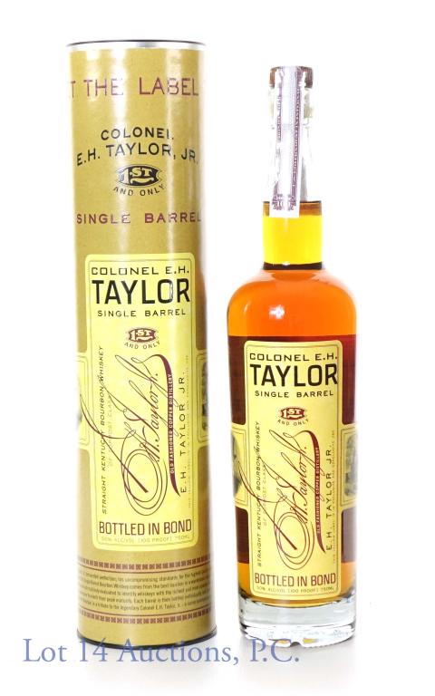Col. E.H. Taylor Single Barrel Bourbon (BiB): *** IF YOU MAY NEED SHIPPING, PLEASE CALL US BEFORE BIDDING ON BOTTLES! 847-625-0555. *** 100 proof. 50% abv. 750 ml. Colonel E.H. Taylor Single Barrel Bottled in Bond Kentucky Bourbon Whiskey. In cyl