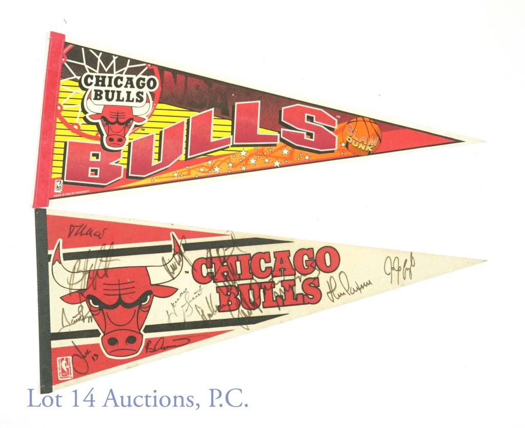 Signed Chicago Bulls NBA Pennant Flags (2) (1 of 7)