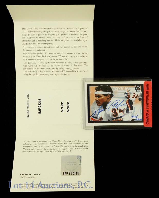 Signed 1992 Upper Deck Heroes Walter Payton (COA) (1 of 7)