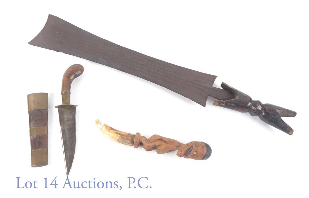 Ethnographic Weapons (3): African machete / knife ** African tooth dagger ** Indonesian knife / dagger.