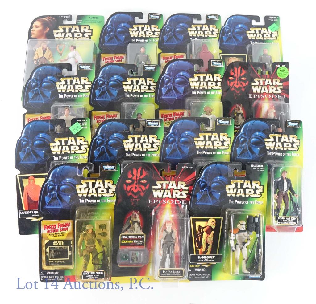 Kenner Star Wars Action Figures (16): Kenner Star Wars "The Power of the Force" Action Figures. All new in box. Includes: Princess Leia Organa (Ewok Celebration Outfit), Admiral Ackbar, Sandtrooper, Han Solo in Carbonite, Bespin Han Solo,