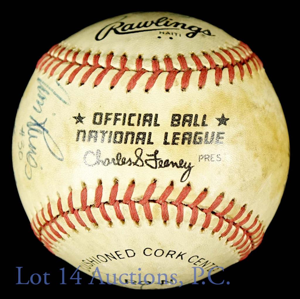 Montreal Expos Signed Baseball (Carter Raines): Consigned by a former Wrigley Field batboy, a Charles Feney Official National League Baseball signed by (10) members of the 1982 Montreal Expos: Gary Carter (#8), Doug Flynn (#23), Ray Burris (#48), R