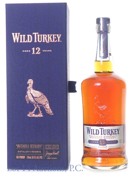 Wild Turkey Dist. Reserve 12 Yr - Japan: Wild Turkey Distiller's Reserve Kentucky straight bourbon whiskey. 12 years. 50.5% abv. 101 proof. 700 ml. Comes in original presentation box and white sleeve. Made for distribution in Japan markets. 