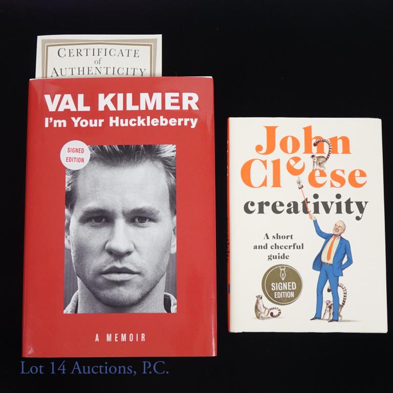 John Cleese and Val Kilmer Signed Books - COAs: 2 hardcover books. Both "Signed Edition". 1. "Creativity" by John Cleese -- a long study/guide on creativity and John Cleese's personal experiences with it. 2. "I'm Your Huckleberry" by Val Kilmer --