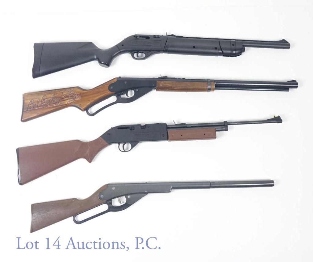 3 BB Air Rifles and 1 Toy Rifle: Remington 1100 .177 pellet / BB rifle. Crosman 760 Pumpmaster .177 pellet / BB air rifle. Daisy Model 1938B BB air rifle. Daisy 960 toy gun air rifle (has compression).