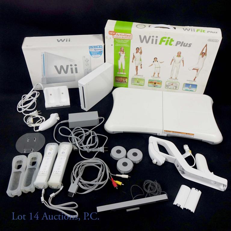 Nintendo Wii Video Game Console (w/ Wii Fit Plus): Nintendo Wii Video Game Console System. System Untested. Includes Wii Fit Plus game pad and box. Appears to include all the necessary cables needed to power the system. Please see images for details r