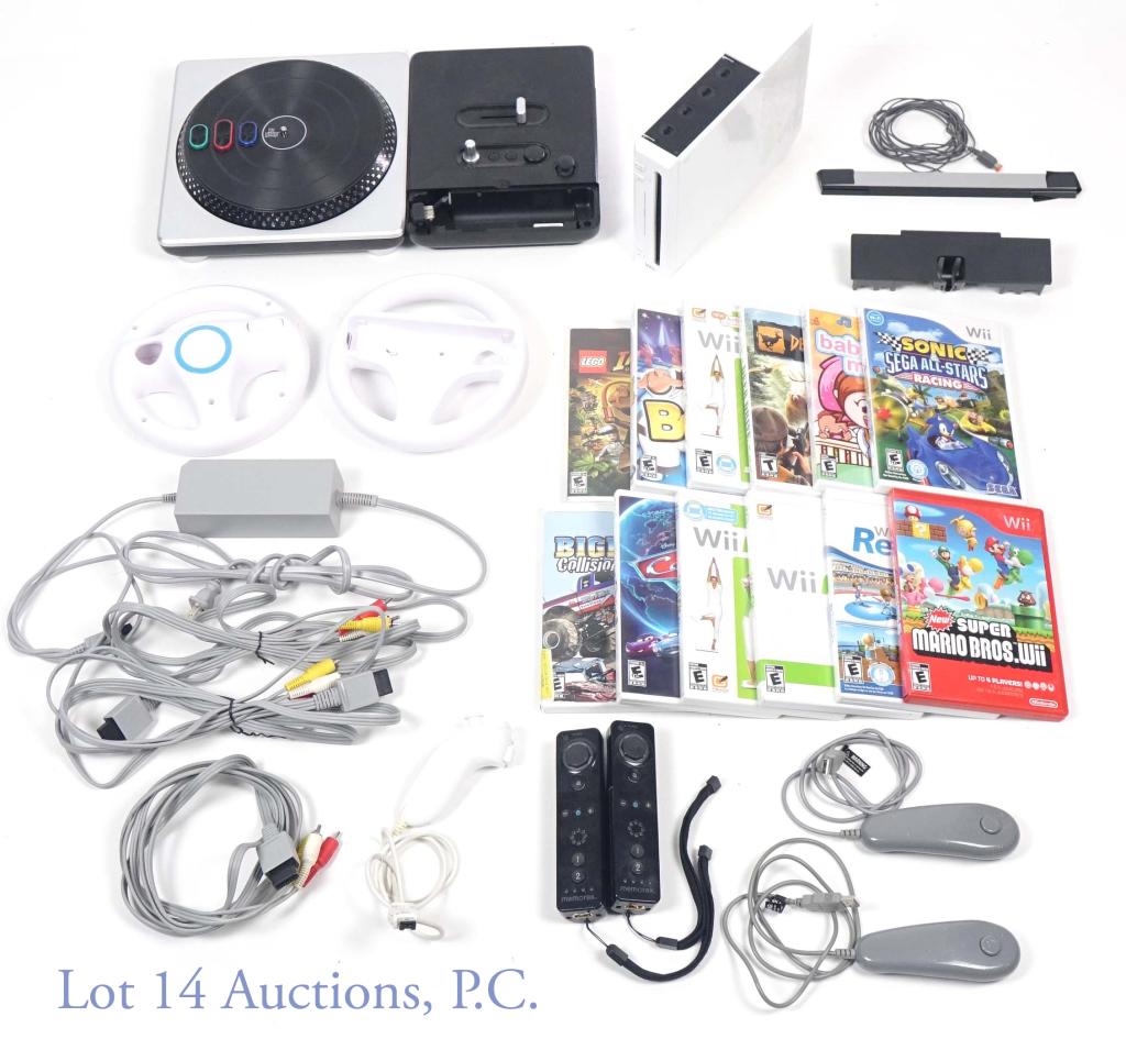 Nintendo Wii Game System (Games & Accessories): Nintendo Wii Video Game Console System (12 Games & Accessories). System & Games Untested. Games include Super Mario Bros. Wii (Wii), Disney Pixar Cars 2 (Wii), Bigfoot Collision Course (Wii), Sonic Se