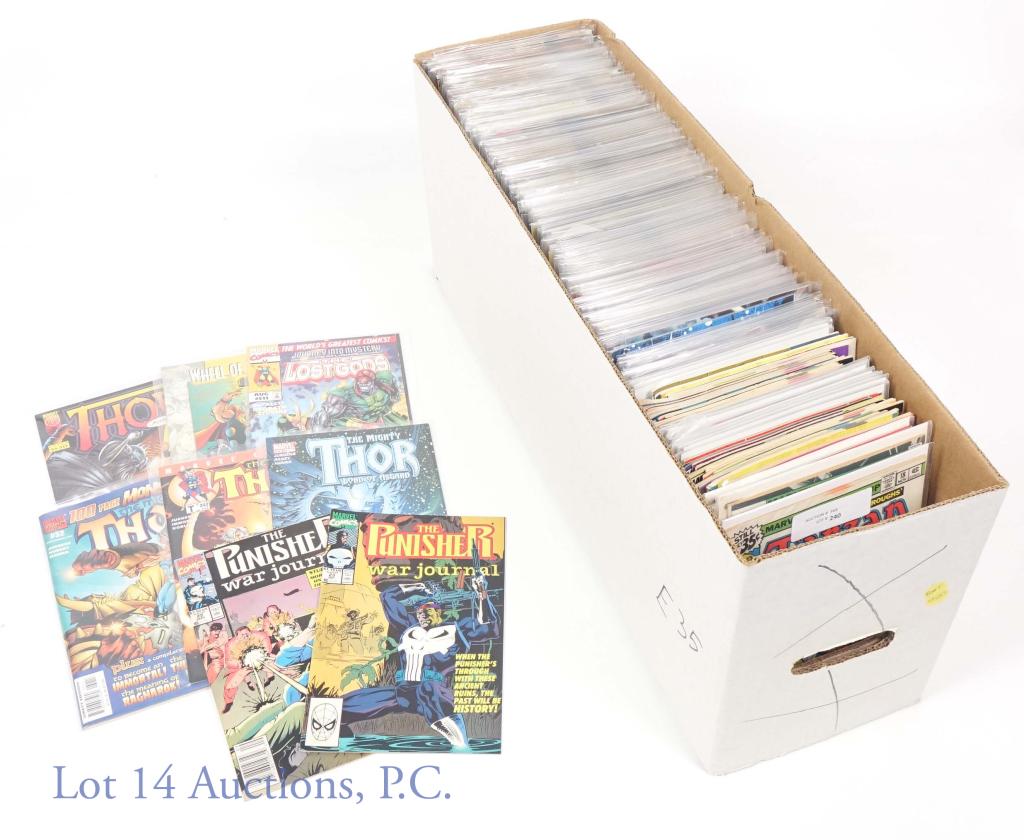 Marvel Comics (250+) (Box F): 250+ comics mostly by Marvel, but also some Armada and Image. Some titles include: The Punisher, The Mighty Thor, Journey Into Mystery, Thunder Strike, X-Men, Tarzan and more.