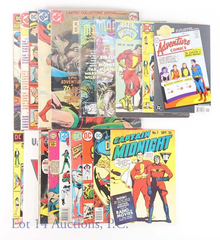 Comic Books - Superman, Shazam, Mostly DC: (5) Collectors Edition large comics: Bat Man (Dark Knight Detective vs Ra's Al Ghul), Superman vs. Wonder Woman, Dick Tracy, Superman Famous First Edition (Golden Mint Series), DC & Marvel present Sup