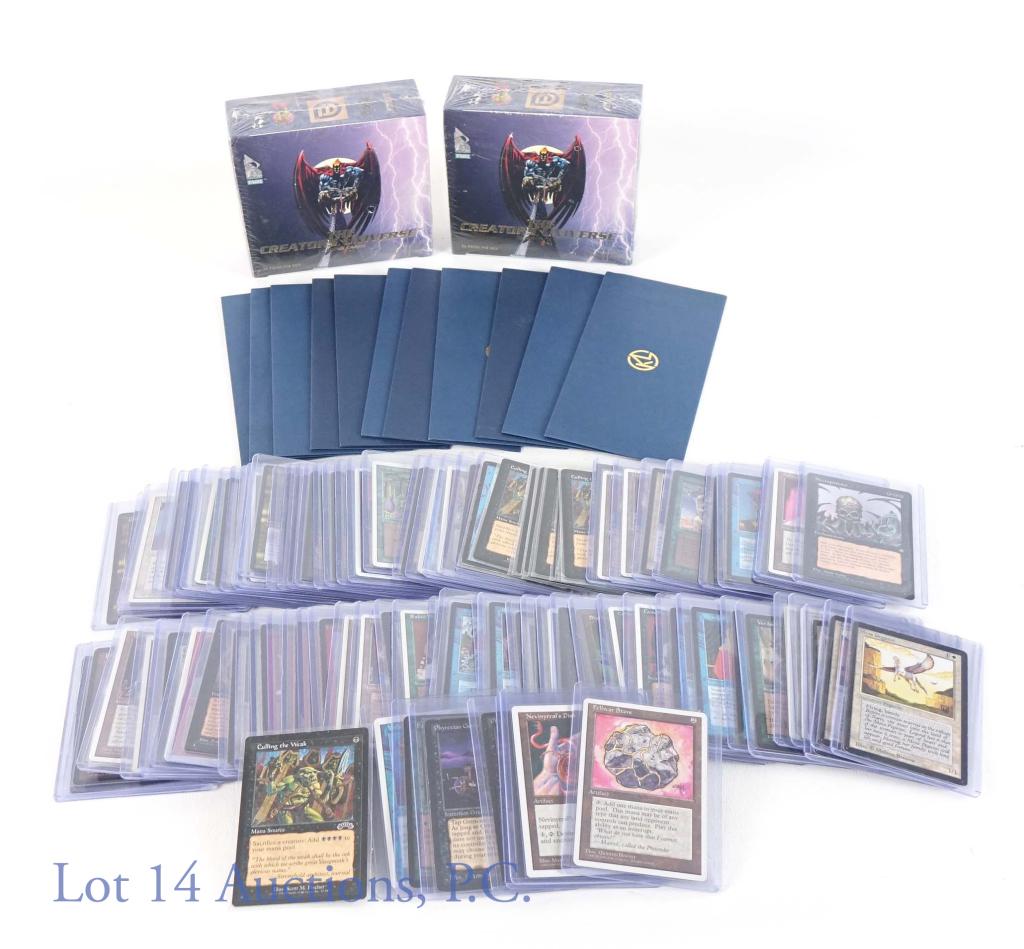 Pokemon, MTG, Creators Universe Cards +: (99) Magic: The Gathering cards. Condition varies. ***** Collection of Pokemon 24kt gold currency notes - each comes with their certificate in blue envelope: (7) 10,000 yen, (1) 100,000 yen, (3) 10,00
