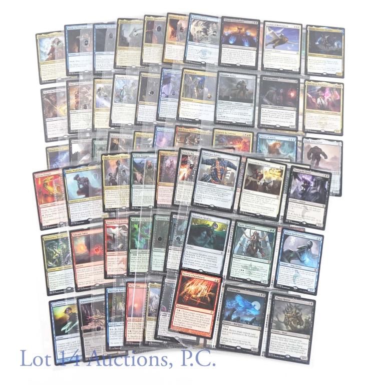 Magic The Gathering (MTG) Trading Cards (135): Magic The Gathering (MTG) Trading Cards (135 Cards Total). Features (15) pages of cards that are exclusively Mythic (orange-red / bronze) & Rare (gold). Also features some Legendary Creatures. The car