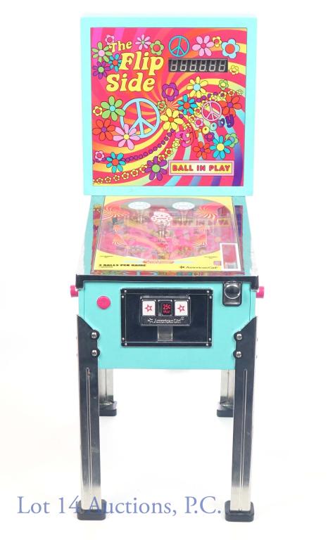American Girl The Flip Side Mini Pinball Machine: American Girl Doll The Flip Side Mini Pinball Machine (100% Fully Functional). 18in tall, 11in long & 7in wide. We have tested this machine in house, it appears all the lights and sounds are working. 