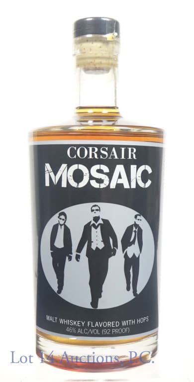 Corsair Mosaic Malt Whiskey - Batch 2 Ltd Ed: Corsair Mosaic malt whiskey flavored with hops - Batch 2. 92 proof. 750 ml. Bottle # 591 / 671.