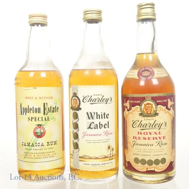 Appleton Estate & Charley's Rum (3): Wray & Nephew Appleton Estate Special Jamaica rum. Bottled especially for clubs. No alcohol content or volume available. ***** Edwin Charley' White Label Jamaica rum. No alcohol content or volume avai