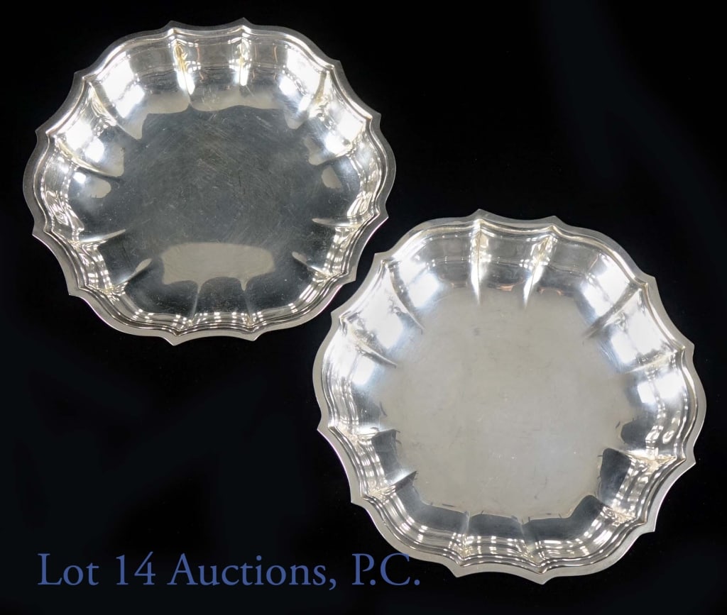 2 Silver Chippendale Nut / Candy Bowls: 2 silver Chippendale nut / candy bowls. Approx 5.75" diameter. 5.4 oz individually.
