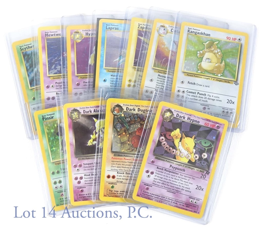 Pokemon Cards (Fossil - Jungle - Team Rocket) (11): Pokemon Cards (Base Set - Fossil - Jungle - Team Rocket) (11 Cards Total). Includes Mewtwo (Base Set - 10/102), Hypno (Fossil - 8/62), Lapras (Fossil - 10/62), Zapdos (Fossil - 16/62), Clefable (Jungl