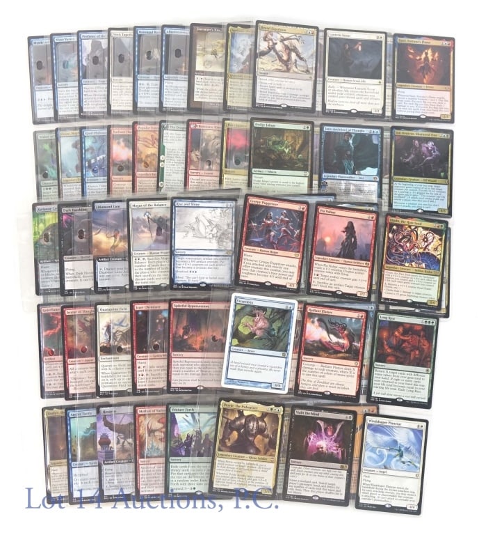 Magic The Gathering (MTG) Trading Cards (135): Magic The Gathering (MTG) Trading Cards (135 Cards Total). Features (15) pages of cards that are exclusively Mythic (orange-red / bronze) & Rare (gold). Also features some Legendary Creatures. The car
