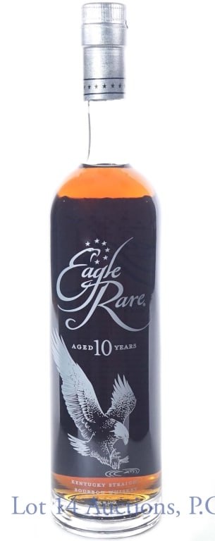 Eagle Rare Bourbon - 10 Year: Eagle Rare Kentucky straight bourbon whiskey. 10 years. 90 proof. 750 ml. Etch: L23188 0101:19B. Buffalo Trace Distillery.