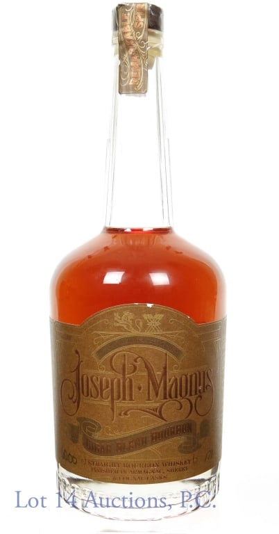 Joseph Magnus Cigar Blend Bourbon: Joseph Magnus Cigar Blend Bourbon. 60% abv. 120 proof. 750 ml. Batch No. 171. Bottle No. 285. Finished in Armagnac, sherry and cognac casks.