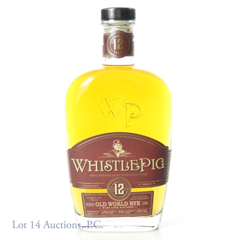 WhistlePig 12 Year Old World Rye Whiskey: WhistlePig Old World Rye, 12 years old. 86 proof, 750ml.