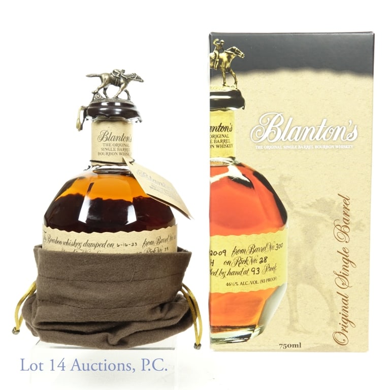 2023 Blanton's Single Barrel Bourbon - "N" Topper: Blanton's Single Barrel Kentucky straight bourbon whiskey. 93 proof. 750 ml. "N" bottle topper. Dumped on 6-16-2023, Barrel No. 1253. Warehouse H, Rick No, 39. Bottle No. 44. Original box, neck tag an