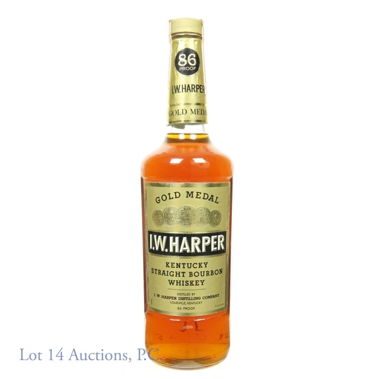I.W. Harper Gold Medal Bourbon Whiskey: I.W. Harper Gold Medal Kentucky Straight Bourbon Whiskey. Series 112 tax strip. 86 proof, 750ml.