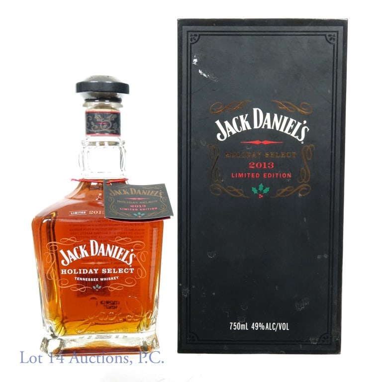 2013 Jack Daniel's Ltd. Ed. Holiday Select Whiskey: 2013 Jack Daniel's Holiday Select Tennessee Whiskey - limited edition. 49% abv. 98 proof. 750 ml. Bottling No. 020892. In original box and tag.