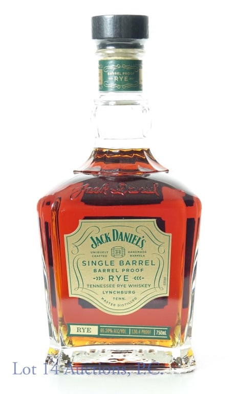 Jack Daniel's Single Barrel Proof Rye Whiskey: Jack Daniel's single barrel rye whiskey. Barrel proof (130.4 proof). 750 ml. Barrel house: 2-18. Barrel No. 23-07226. Bottled 8-16-23.