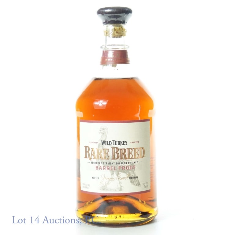 Wild Turkey Rare Breed Barrel Proof Whiskey: Wild Turkey Rare Breed Kentucky Straight Bourbon Whiskey, Barrel Proof, 116.8 proof, 750 ml. No. 4 char. Distilled and bottled in Lawrenceburg, KY.