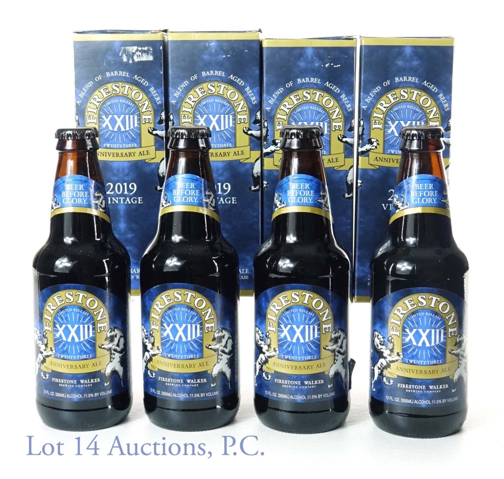 2019 Firestone Walker XXIII Anniv Ale (4): 4 bottles of 2019 Firestone Walker limited release XXIII anniversary ale. 11.5% ABV. 12 fl oz (355 ml). Each in original box.