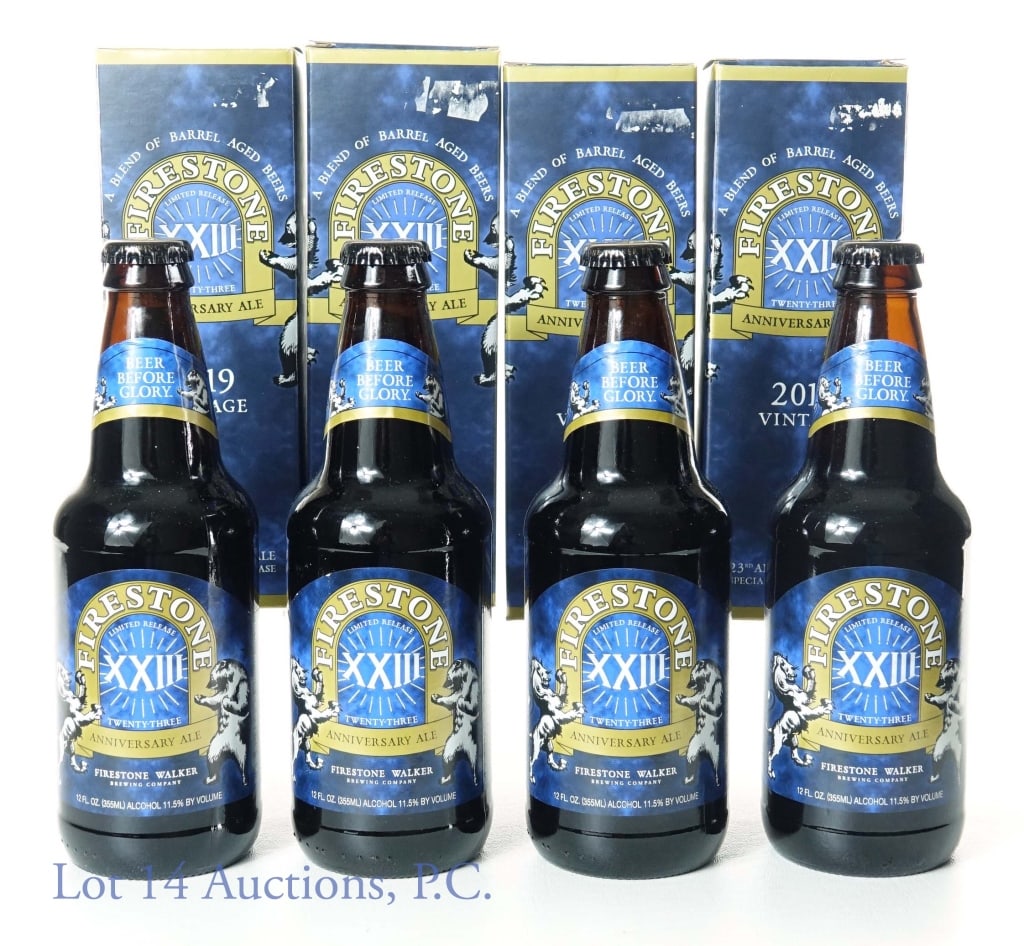 2019 Firestone Walker XXIII Anniv Ale (4): 4 bottles of 2019 Firestone Walker limited release XXIII anniversary ale. 11.5% ABV. 12 fl oz (355 ml). Each in original box.