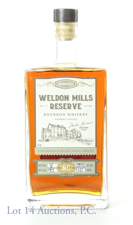 Weldon Mills Reserve Bar Pr Bourbon - Batch 8: Weldon Mills Reserve bourbon whiskey - Batch No. 8. Barrel proof (110 proof). 750 ml. Bottle No. 95. Double gold medal winner from the 2021 San Diego International Wine & Spirits Challenge.
