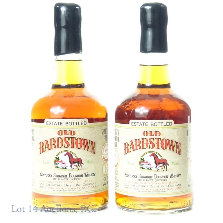 Old Bardstown Estate Bottled Bourbon (2): 2 bottles of Old Bardstown Estate Bottled Kentucky Straight Sour Mash Bourbon whiskey. 101 proof. 750 ml.