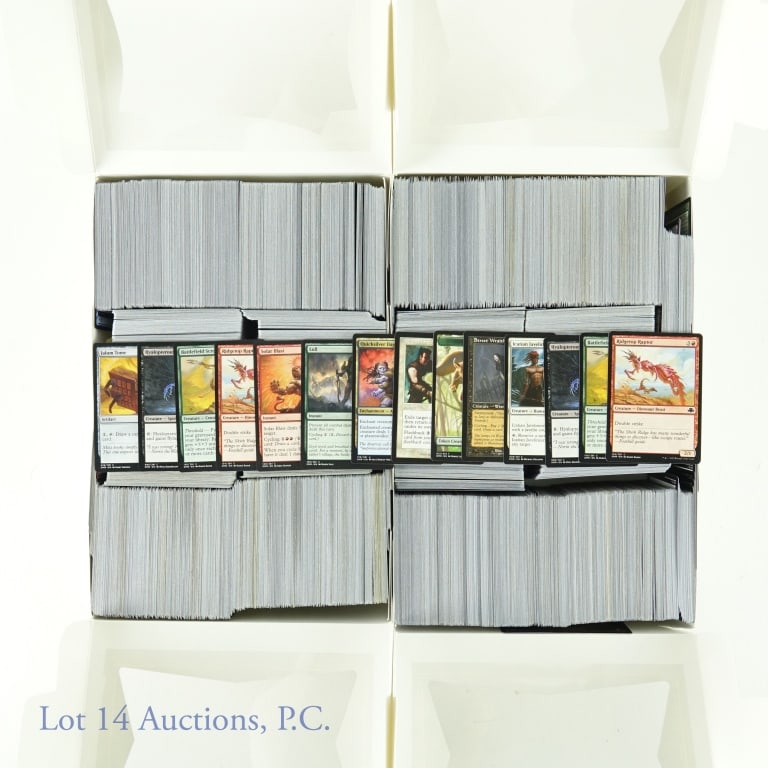 Magic The Gathering (MTG) Trading Cards (3000+): Magic The Gathering (MTG) Trading Cards (3000+ Cards Total). Includes a massive box full of cards likely in the (1000's). These cards are predominantly Common & Uncommon cards. There are also Mythic o