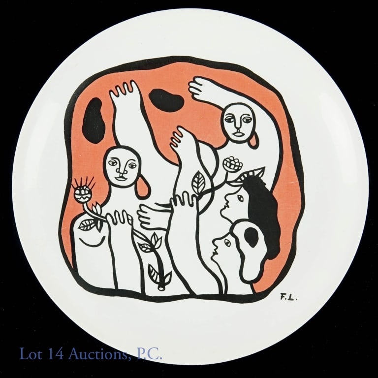 Fernand Leger 9.5" Museum Plate: Plate "Editions S.E.A.L exclusivite Musee F. LEGER BIOT." Issued by Museum F. Leger. 9.5" diameter.