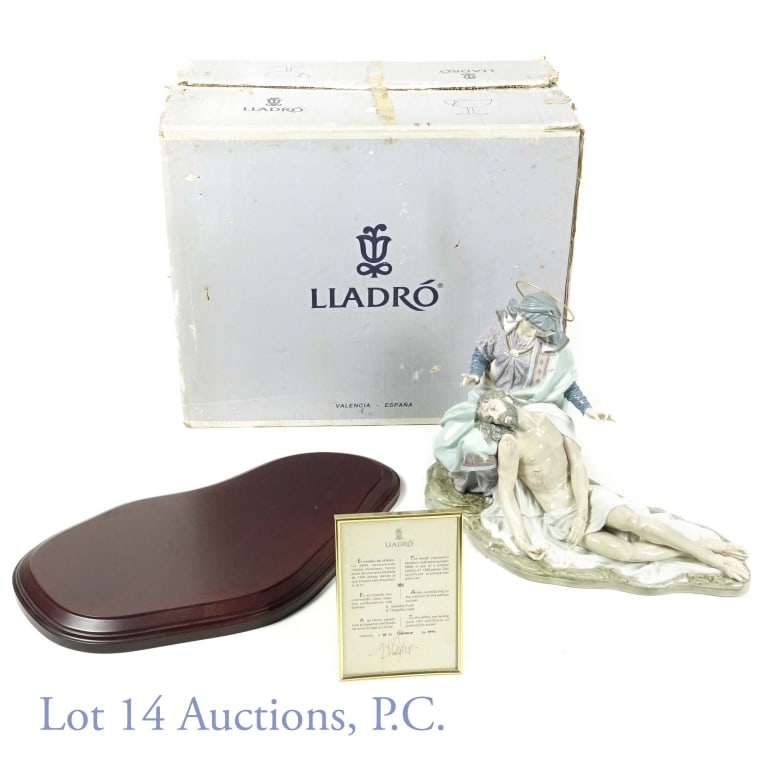 Lladro Sculpture - Sorrowful Mother #5849 Ltd. Ed.: 1992 - 1999. Sorrowful Mother Lladro. Item # 01005849. Spanish Name: Mater Dolorosa S.L. Sculptor: Salvador Furió. Year Issued: 1992. Year Retired: 1999. Finish: Glazed. Last Retail: $1,850.00. Heigh