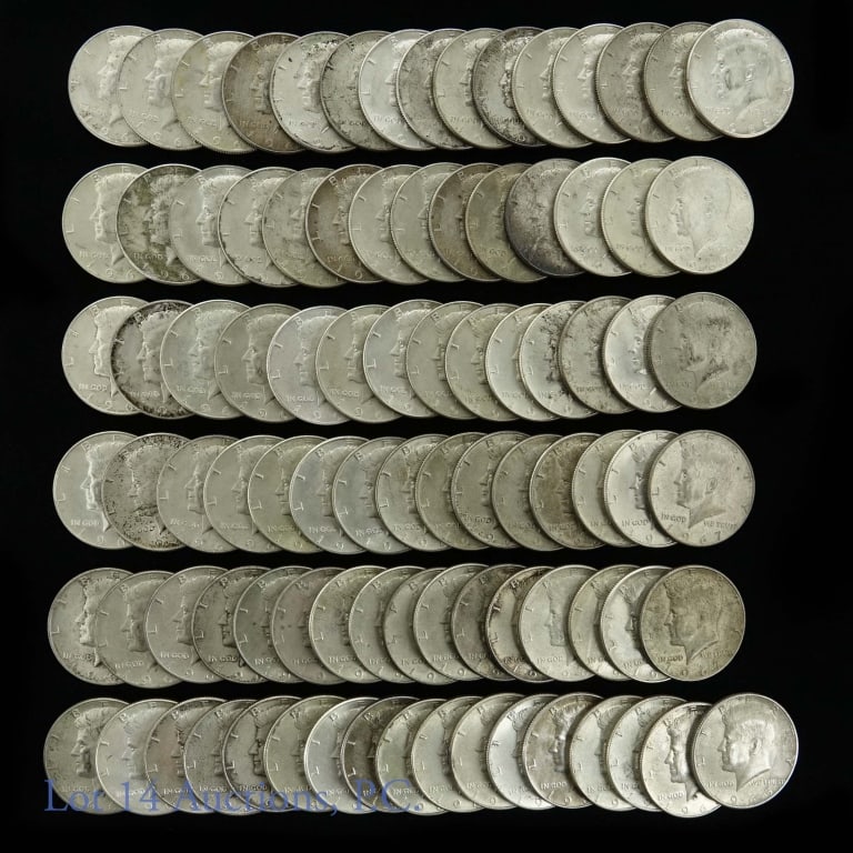 Kennedy Half Dollars - 40% Silver (91): Kennedy half dollars - all 40% silver. 1965 (12), 1966 (5), 1967 (38), 1968 (25), 1969 (11).